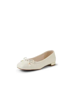 Foyars Pearl Trim Leather Ballet Flats