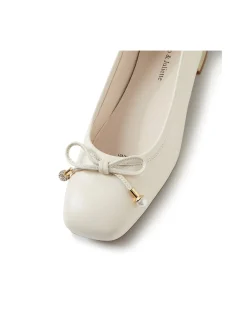 Foyars Pearl Trim Leather Ballet Flats