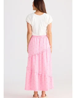 Frangipani Textured Tiered Maxi Skirt