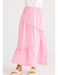 Frangipani Textured Tiered Maxi Skirt