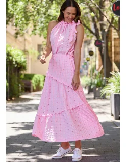 Frangipani Textured Tiered Maxi Skirt