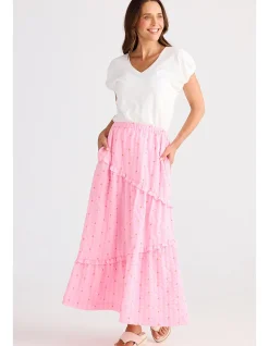 Frangipani Textured Tiered Maxi Skirt