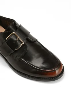 Fredi Dark Brown Leather Monk Strap Loafer