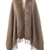 Fur Trim Tassel Edge Wrap