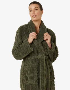 GABRIELLA PLUSH CABLE KNIT LONG ROBE