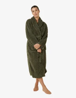GABRIELLA PLUSH CABLE KNIT LONG ROBE