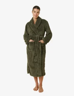 GABRIELLA PLUSH CABLE KNIT LONG ROBE