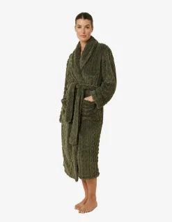 GABRIELLA PLUSH CABLE KNIT LONG ROBE