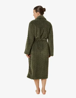 GABRIELLA PLUSH CABLE KNIT LONG ROBE