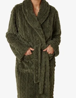 GABRIELLA PLUSH CABLE KNIT LONG ROBE
