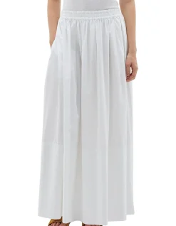 Gathered Longline Skirt with Elastic Waistband
