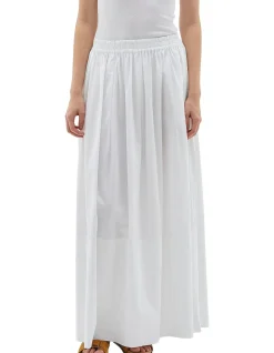 Gathered Longline Skirt with Elastic Waistband