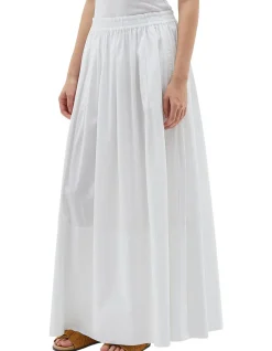 Gathered Longline Skirt with Elastic Waistband