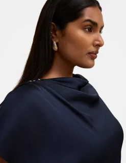 GENEVIEVE CURVE SATIN DRAPE MAXI DRESS