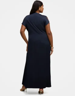 GENEVIEVE CURVE SATIN DRAPE MAXI DRESS