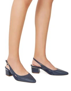Gisela Dark Navy Leather Slingback