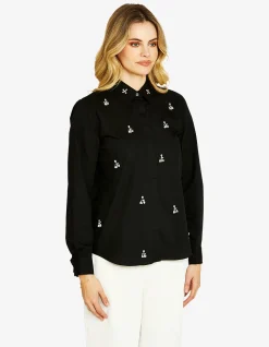 Glamour Gem Embellished Cotton Long Sleeve Shirt