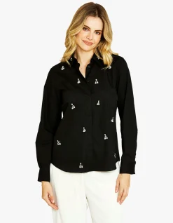 Glamour Gem Embellished Cotton Long Sleeve Shirt