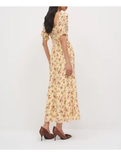 GLORIA PUFF SLEEVE MIDI DRESS