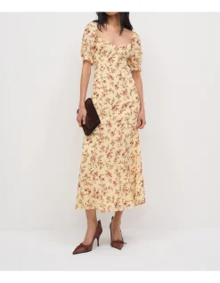 GLORIA PUFF SLEEVE MIDI DRESS