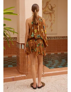 GOLDEN METALLIC VELVET MINI DRESS