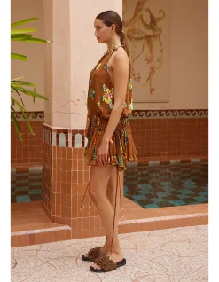 GOLDEN METALLIC VELVET MINI DRESS