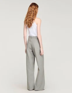 Golden Wide Leg Stud Detail Jeans