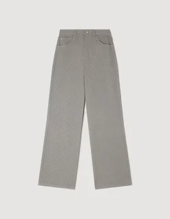 Golden Wide Leg Stud Detail Jeans