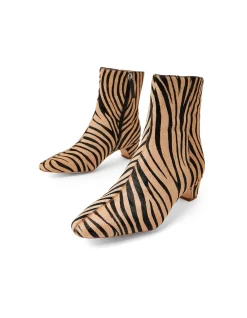 Gravitas Chisel Heel Zebra Print Ankle Boots