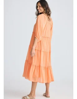 Grenadine Tiered Cotton Midi Dress