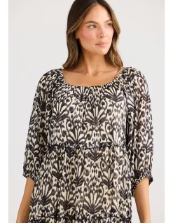 Grenadine Tiered Cotton Midi Dress