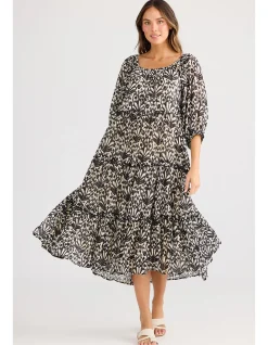 Grenadine Tiered Cotton Midi Dress