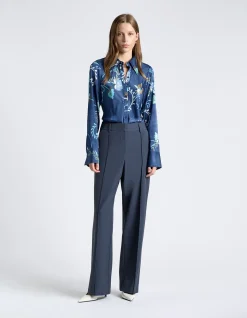 GREY MELANGE SUITING STRAIGHT LEG PANT