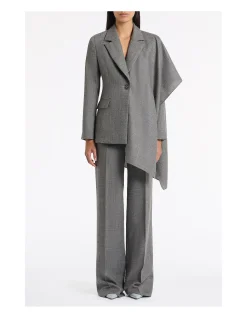 GREY MELANGE WOOL SUITING SCARF JACKET