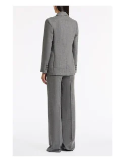 GREY MELANGE WOOL SUITING SCARF JACKET