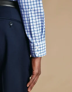 Grid check non-iron twill classic fit shirt