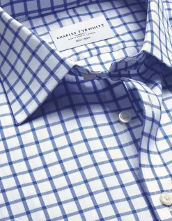 Grid check non-iron twill classic fit shirt