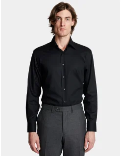 Gus Classic Fit Black Twill Formal Shirt