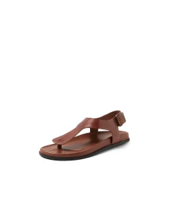 Hallee Buckled Leather Thong Sandals