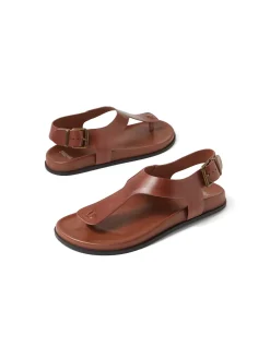 Hallee Buckled Leather Thong Sandals