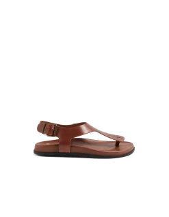 Hallee Buckled Leather Thong Sandals