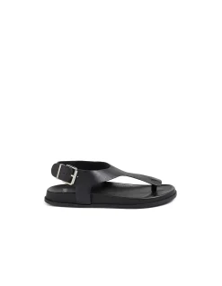 Hallee Buckled Leather Thong Sandals