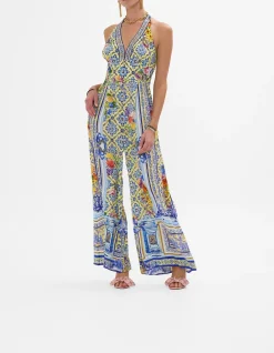 HALTERNECK JUMPSUIT WITH TIE NECK
