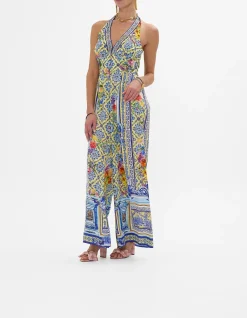 HALTERNECK JUMPSUIT WITH TIE NECK