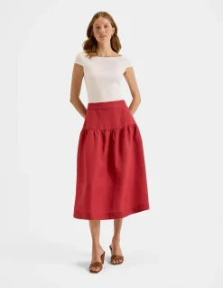 HAMILTON LINEN MIDI SKIRT