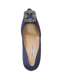 Hangisi Satin Jewel Buckle Pumps 90mm Blue