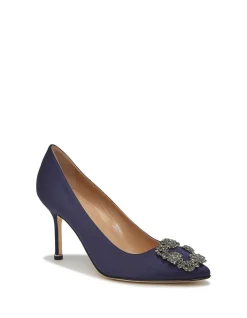 Hangisi Satin Jewel Buckle Pumps 90mm Blue