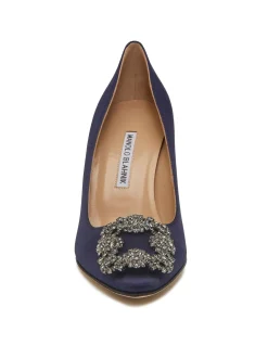 Hangisi Satin Jewel Buckle Pumps 90mm Blue