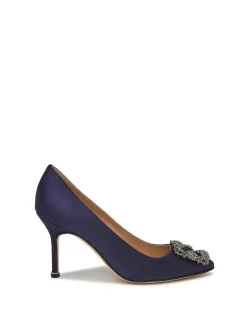 Hangisi Satin Jewel Buckle Pumps 90mm Blue