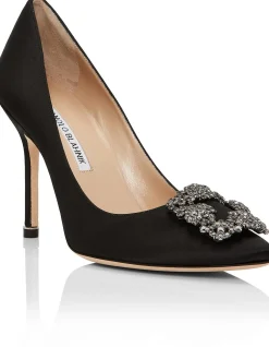 Hangisi Black Satin Jewel Buckle Pump 105
